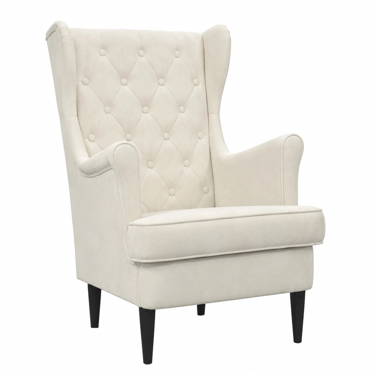 Sessel – moderner Stil, aus Samt, Creme