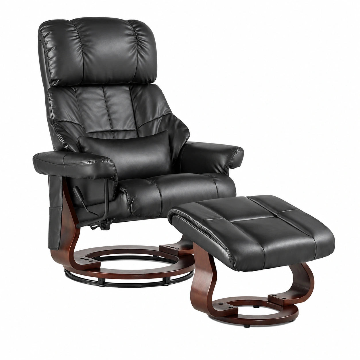 Massagesessel – moderner Stil, drehbar, aus Kunstleder, Schwarz, für Wohnzimmer
