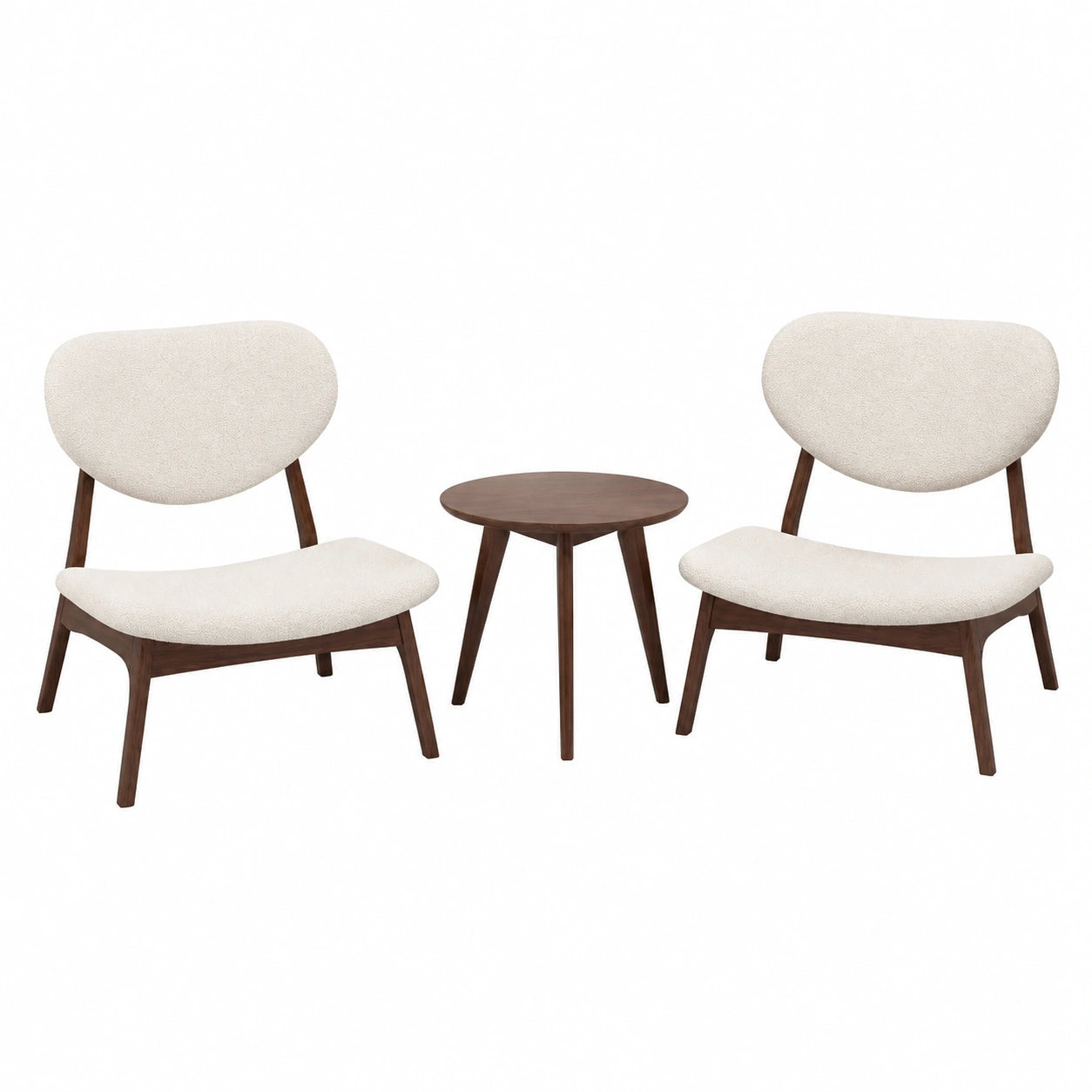 Sessel – 3-teilig, gepolstert, Beige, für Esszimmer, Wohnzimmer und Büro