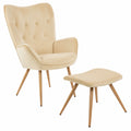 Ohrensessel – aus Samt, Beige, für Wohnzimmer
