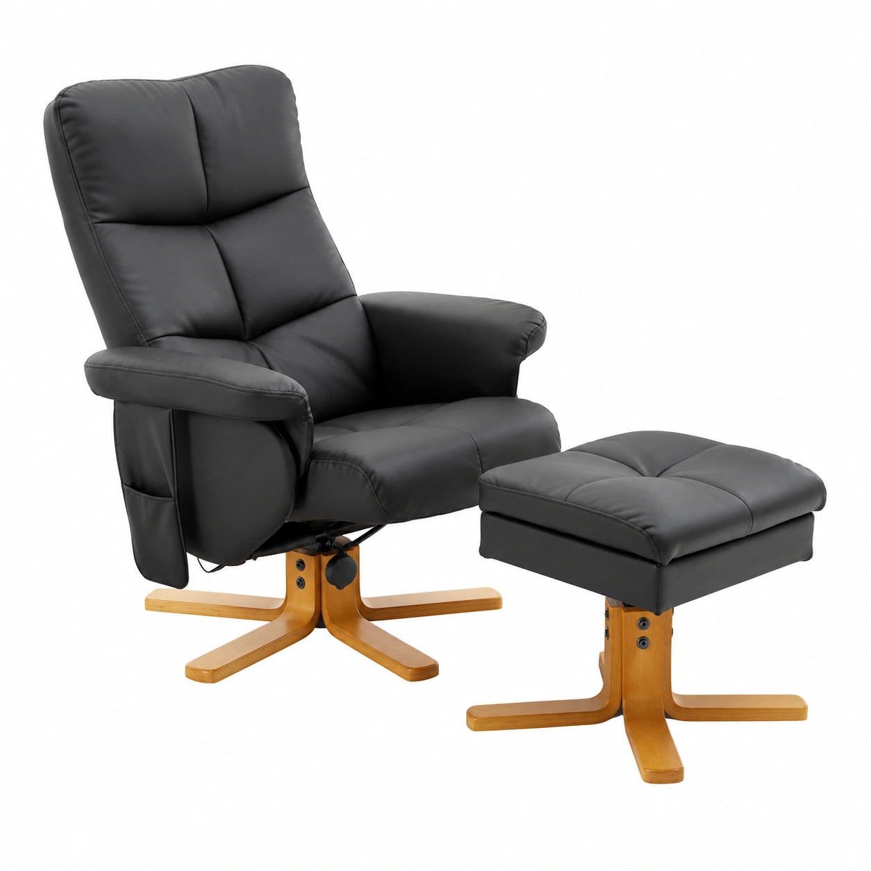 Massagesessel – drehbar, mit Stauraum, elektrisch, aus Kunstleder, Schwarz, für Wohnzimmer