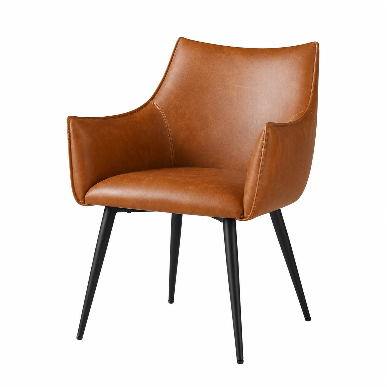 Sessel – gepolstert, mit Armlehnen, mit Rückenlehne, aus Kunstleder, Braun, für Wohnzimmer, Schlafzimmer und Büro