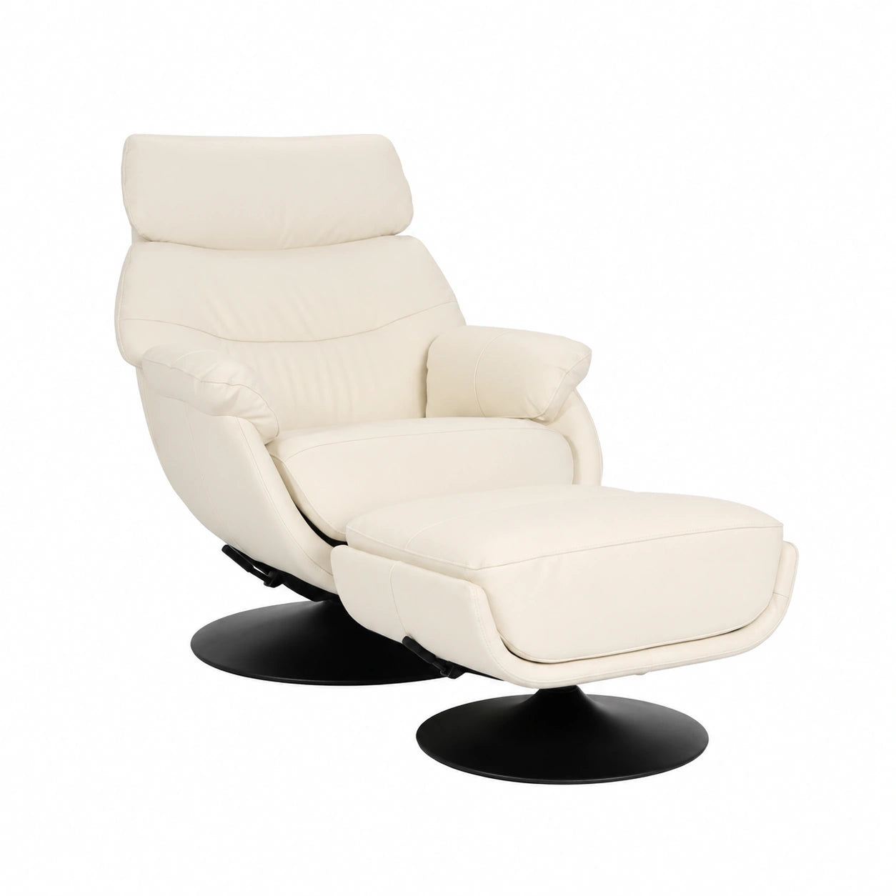 Relaxsessel – drehbar, aus Kunstleder und Metall, Creme