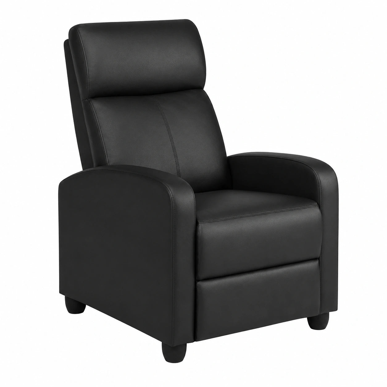 Relaxsessel – gepolstert, aus Kunstleder, Schwarz, für Wohnzimmer und Schlafzimmer
