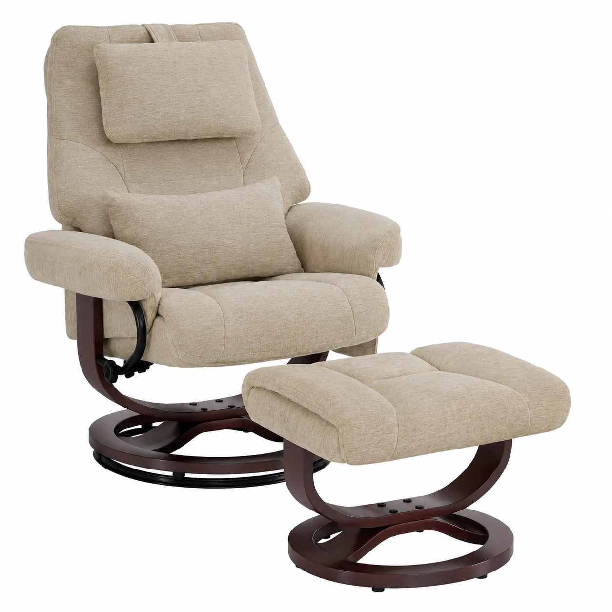 Relaxsessel – drehbar, aus Stoff, Beige, für Wohnzimmer