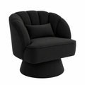Sessel – runde Form, gepolstert, mit Rückenlehne, aus Samt, Schwarz, für Wohnzimmer und Schlafzimmer