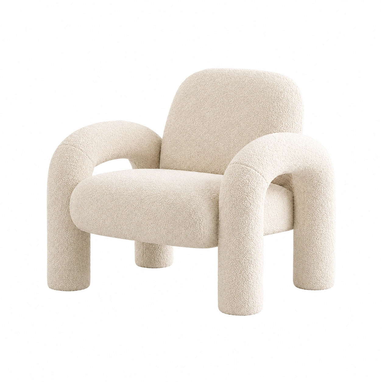 Sessel – gepolstert, aus Bouclé, für Wohnzimmer und Schlafzimmer