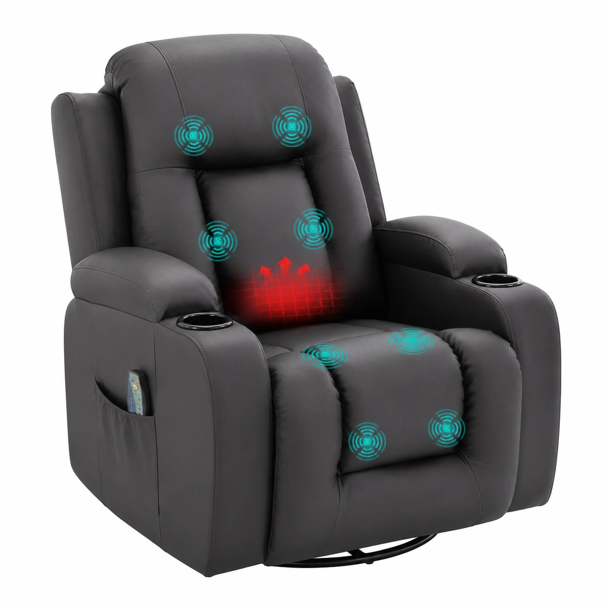 Relaxsessel – drehbar, aus Kunstleder, Dunkelbraun, für Wohnzimmer