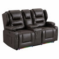 Sessel – 2-Sitzer, mit LED-Beleuchtung, elektrisch, aus Kunstleder, Braun