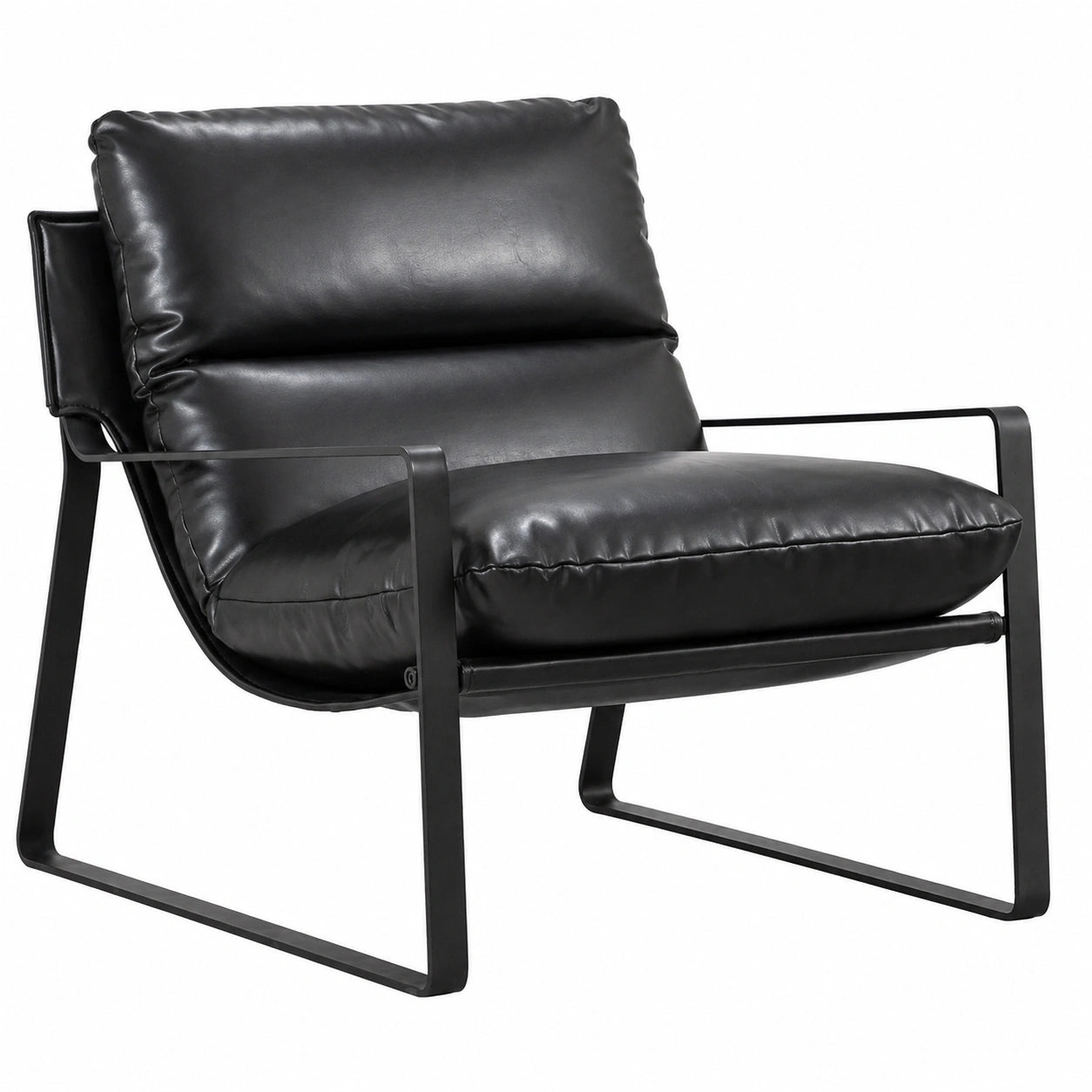 Sessel – moderner Stil, mit Armlehnen, aus Kunstleder, Schwarz, für Wohnzimmer
