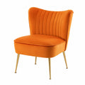Sessel – 2er-Set, gepolstert, aus Samt, Orange, für Wohnzimmer, Schlafzimmer und Balkon