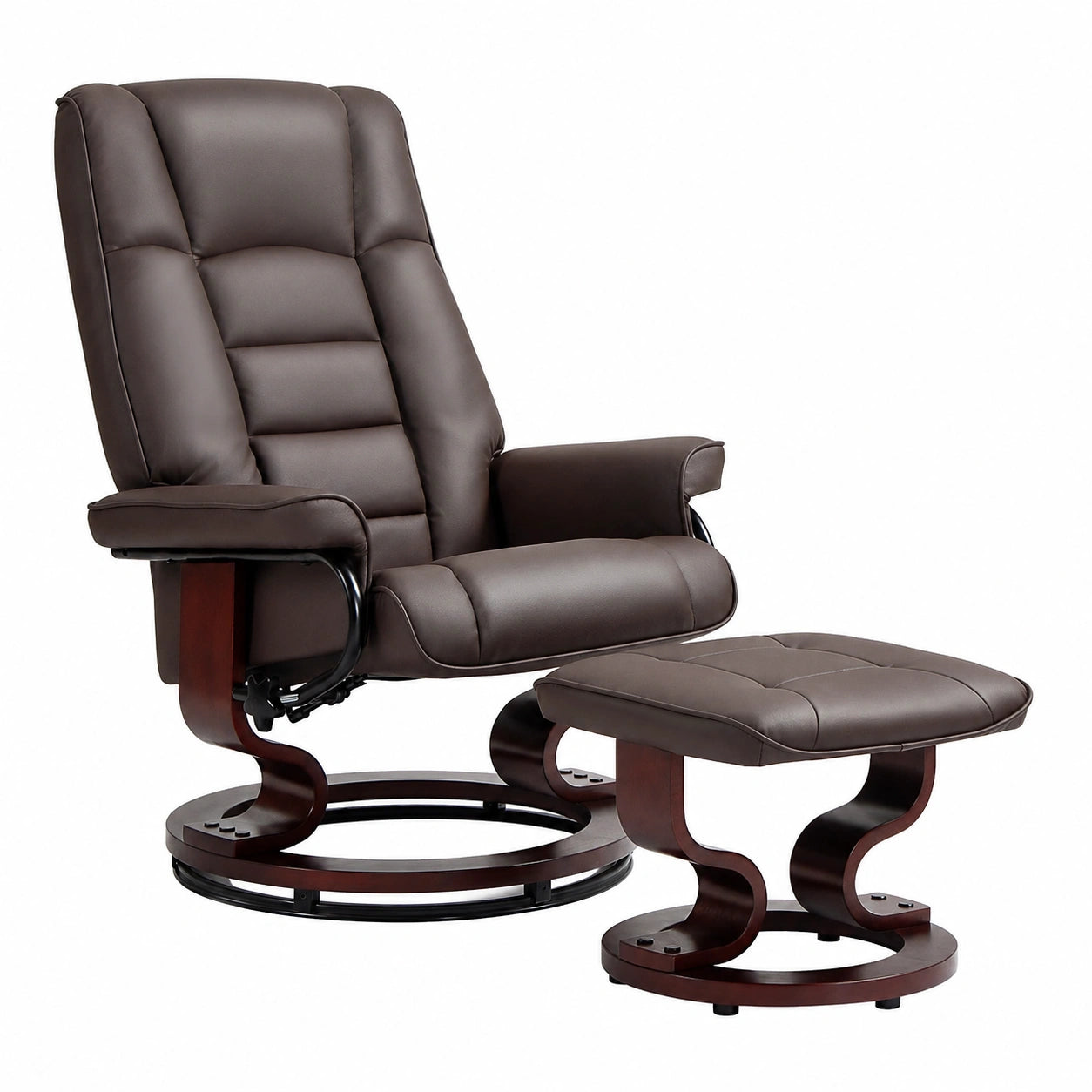Relaxsessel – drehbar, mit Rückenlehne, aus Kunstleder, Braun, für Wohnzimmer